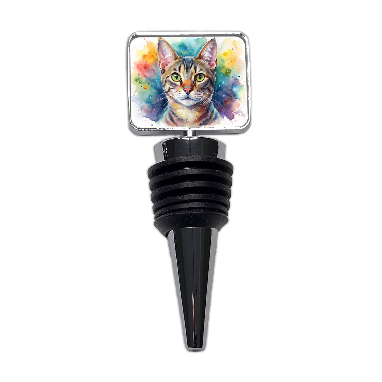 European Shorthair Cat Watercolor Style Wine Bottle Stopper