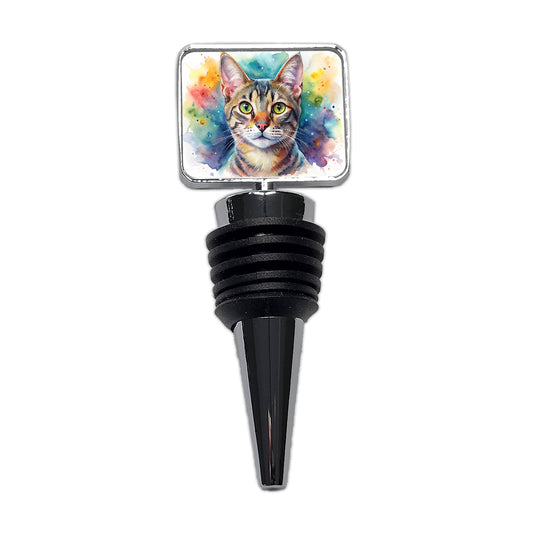 European Shorthair Cat Watercolor Style Wine Bottle Stopper