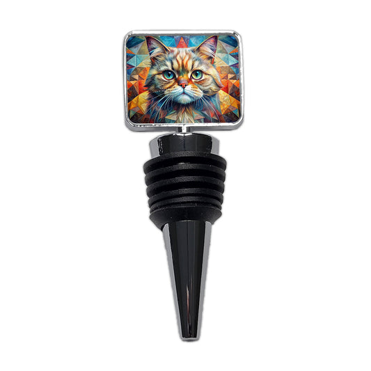 Exotic Shorthair Cat Abstract Art Wine Bottle Stopper