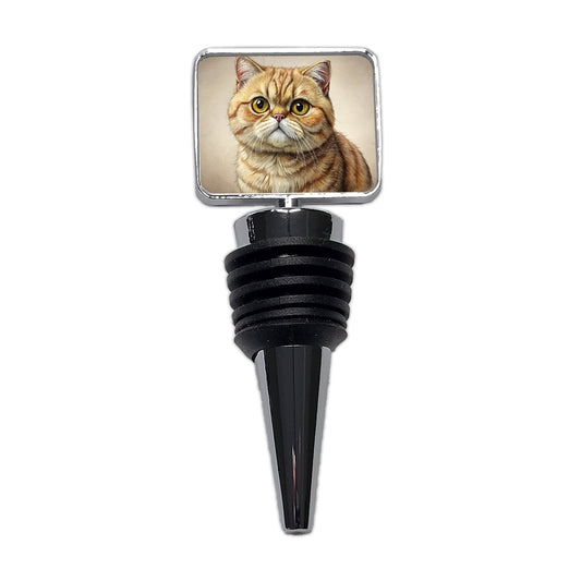 Exotic Shorthair Cat Illustration Wine Bottle Stopper