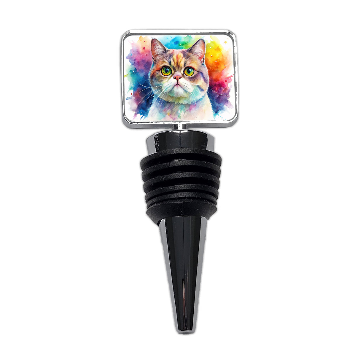 Exotic Shorthair Cat Watercolor Style Wine Bottle Stopper