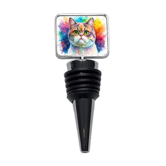 Exotic Shorthair Cat Watercolor Style Wine Bottle Stopper