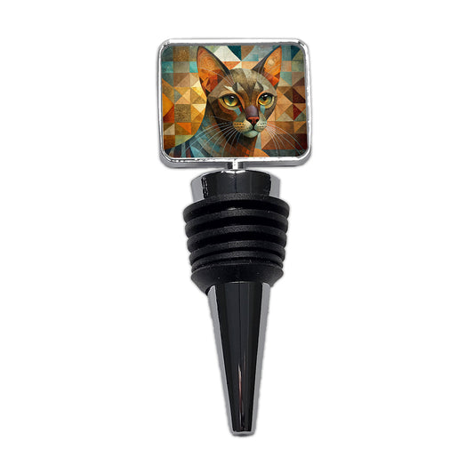 Havana Brown Cat Abstract Art Wine Bottle Stopper