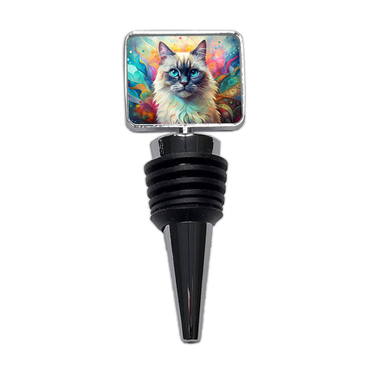 Himalayan Cat Abstract Art Wine Bottle Stopper