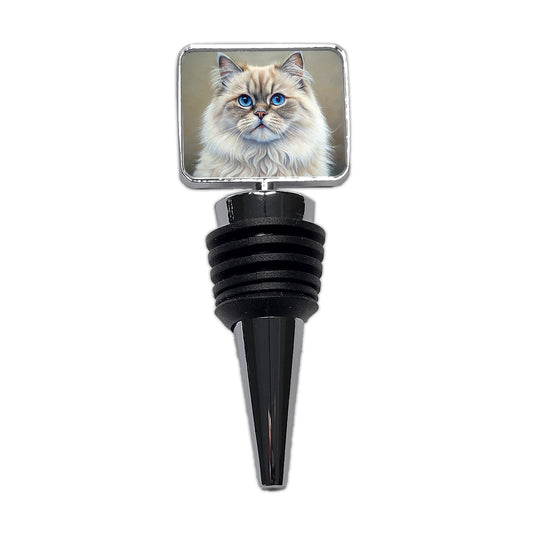 Himalayan Cat Illustration Wine Bottle Stopper