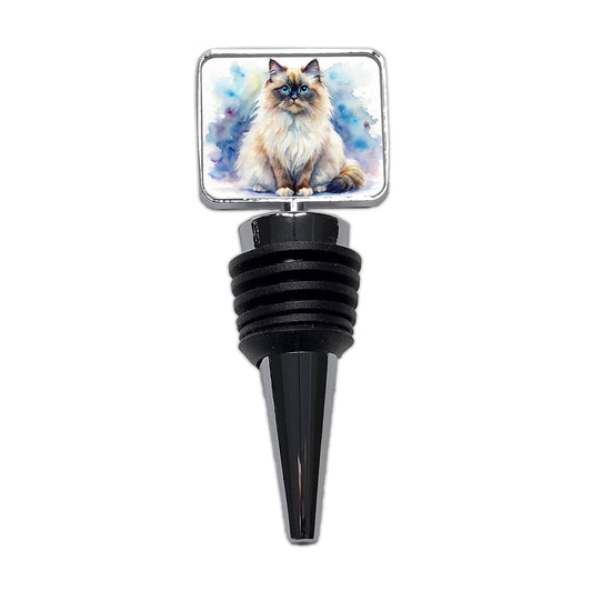 Himalayan Cat Watercolor Style Wine Bottle Stopper