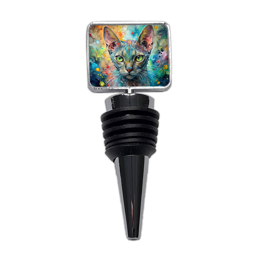 Lykoi Wolf Cat Abstract Art Wine Bottle Stopper