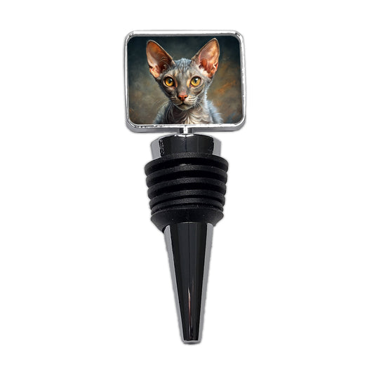 Lykoi Wolf Cat Illustration Wine Bottle Stopper