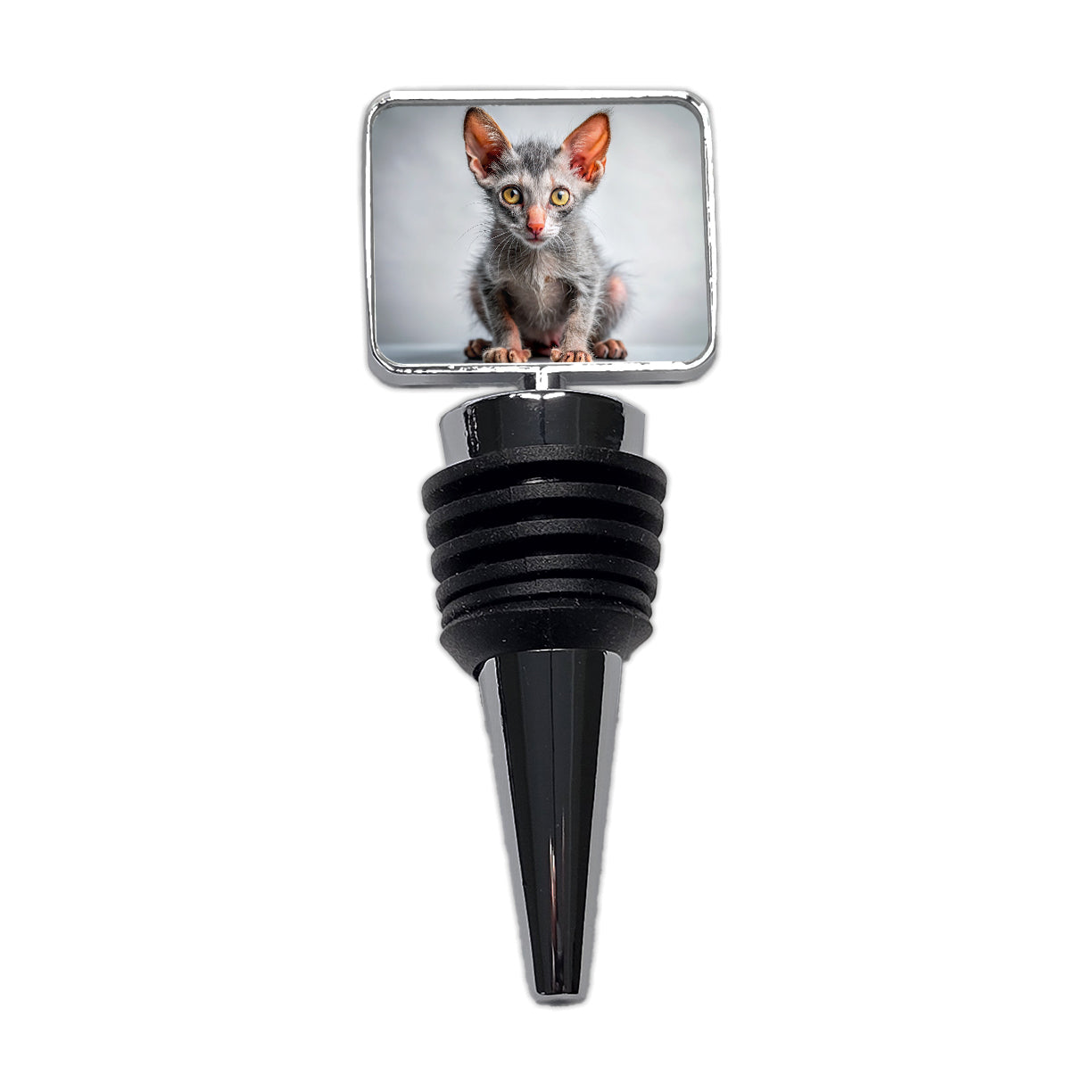 Lykoi Wolf Cat Kitten Photo Wine Bottle Stopper