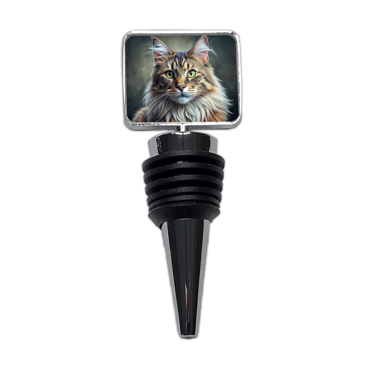 Maine Coon Cat Illustration Wine Bottle Stopper