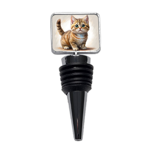 Munchkin Cat Illustration Wine Bottle Stopper