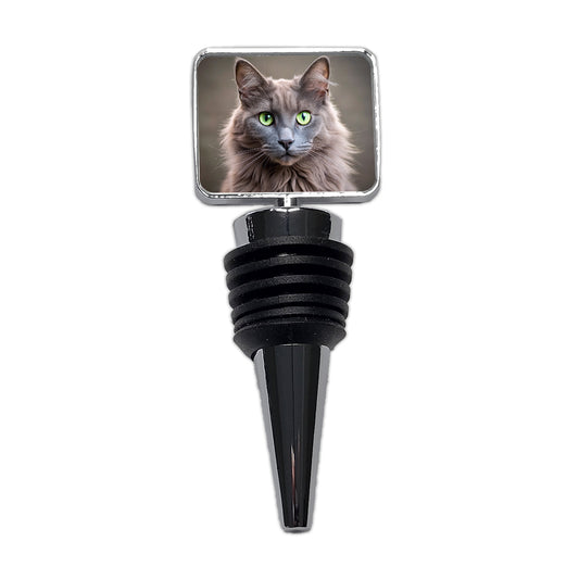 Nebelung Cat Photo Wine Bottle Stopper
