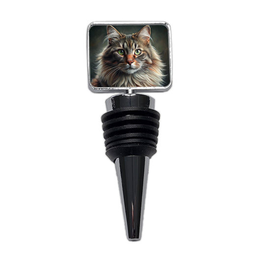 Norwegian Forest Cat Illustration Wine Bottle Stopper
