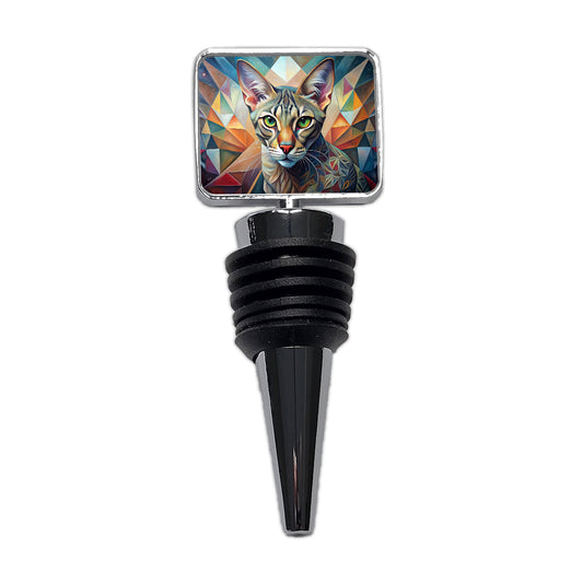 Ocicat Cat Abstract Art Wine Bottle Stopper
