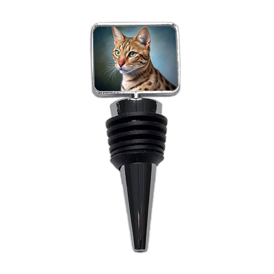 Ocicat Cat Illustration Wine Bottle Stopper