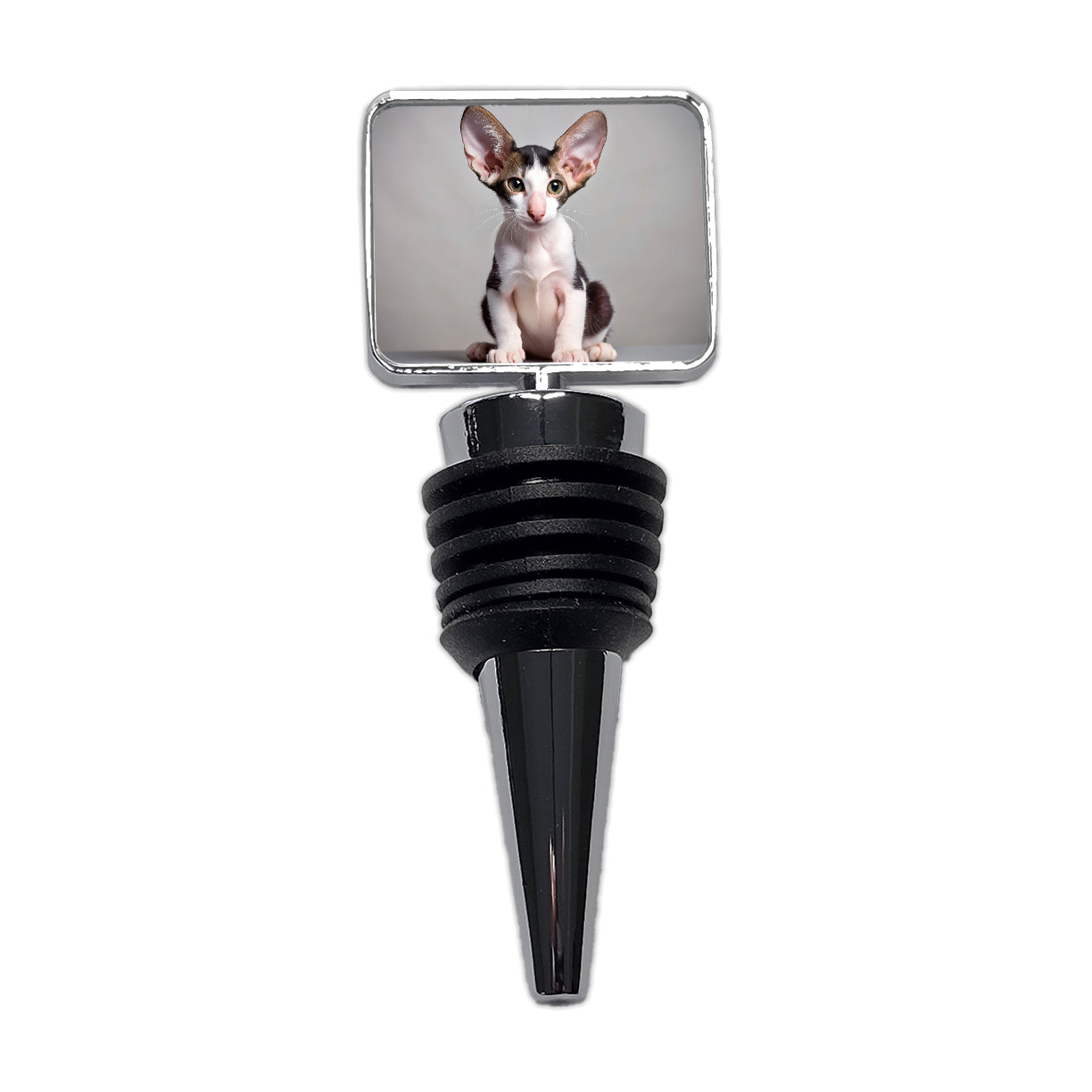 Oriental Shorthair Black White Cat Kitten Photo Wine Bottle Stopper
