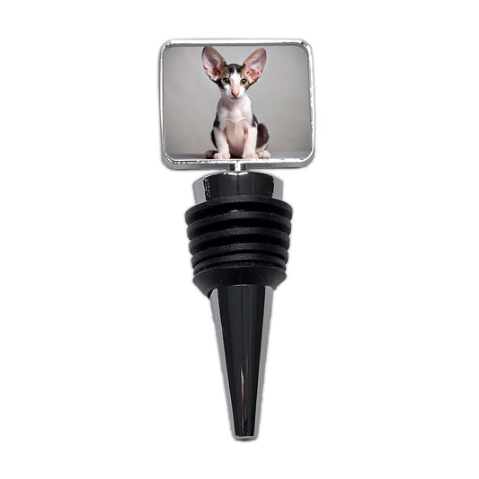 Oriental Shorthair Black White Cat Kitten Photo Wine Bottle Stopper