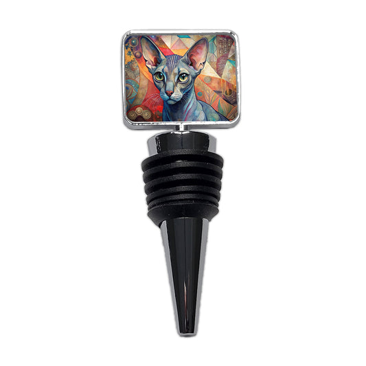 Oriental Shorthair Cat Abstract Art Wine Bottle Stopper
