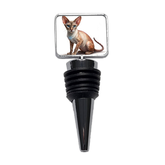 Oriental Shorthair Cat Illustration Wine Bottle Stopper
