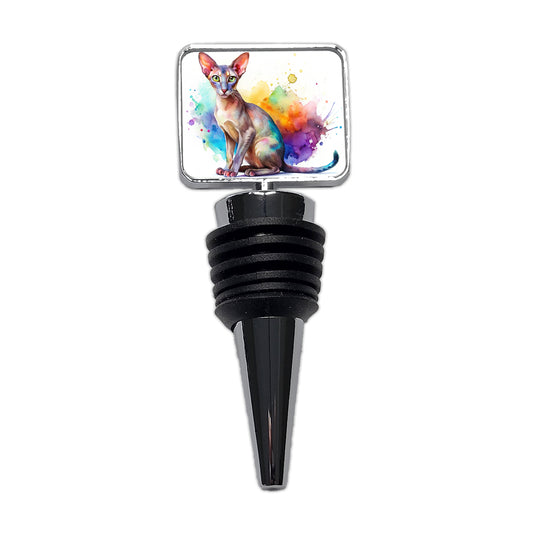 Oriental Shorthair Cat Watercolor Style Wine Bottle Stopper