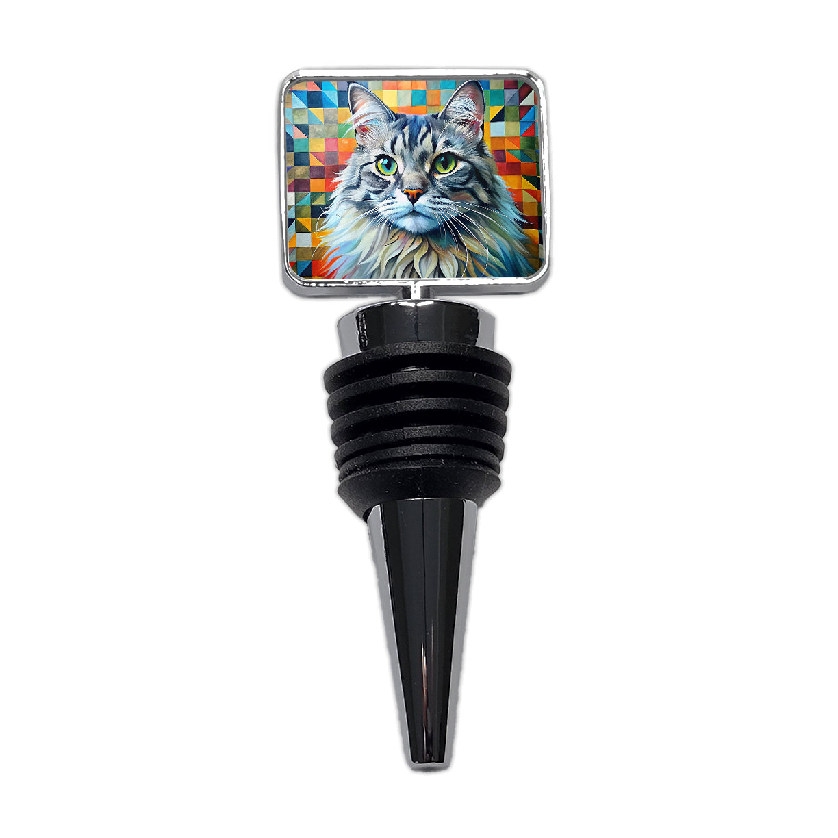 Ragamuffin Cat Abstract Art Wine Bottle Stopper