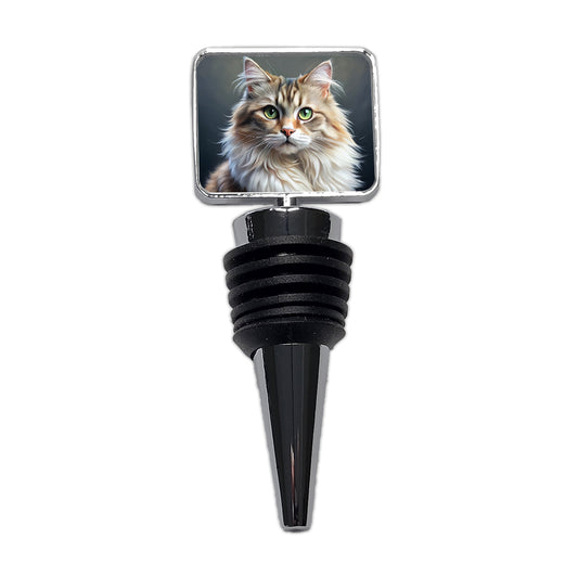 Ragamuffin Cat Illustration Wine Bottle Stopper