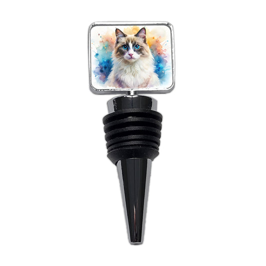 Ragdoll Cat Watercolor Style Wine Bottle Stopper