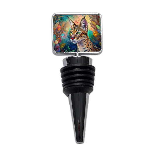 Savannah Cat Abstract Art Wine Bottle Stopper