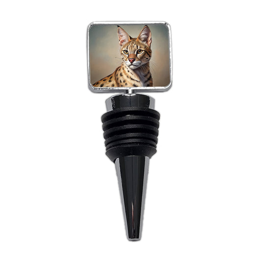 Savannah Cat Illustration Wine Bottle Stopper