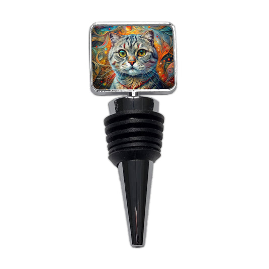 Scottish Fold Cat Abstract Art Wine Bottle Stopper