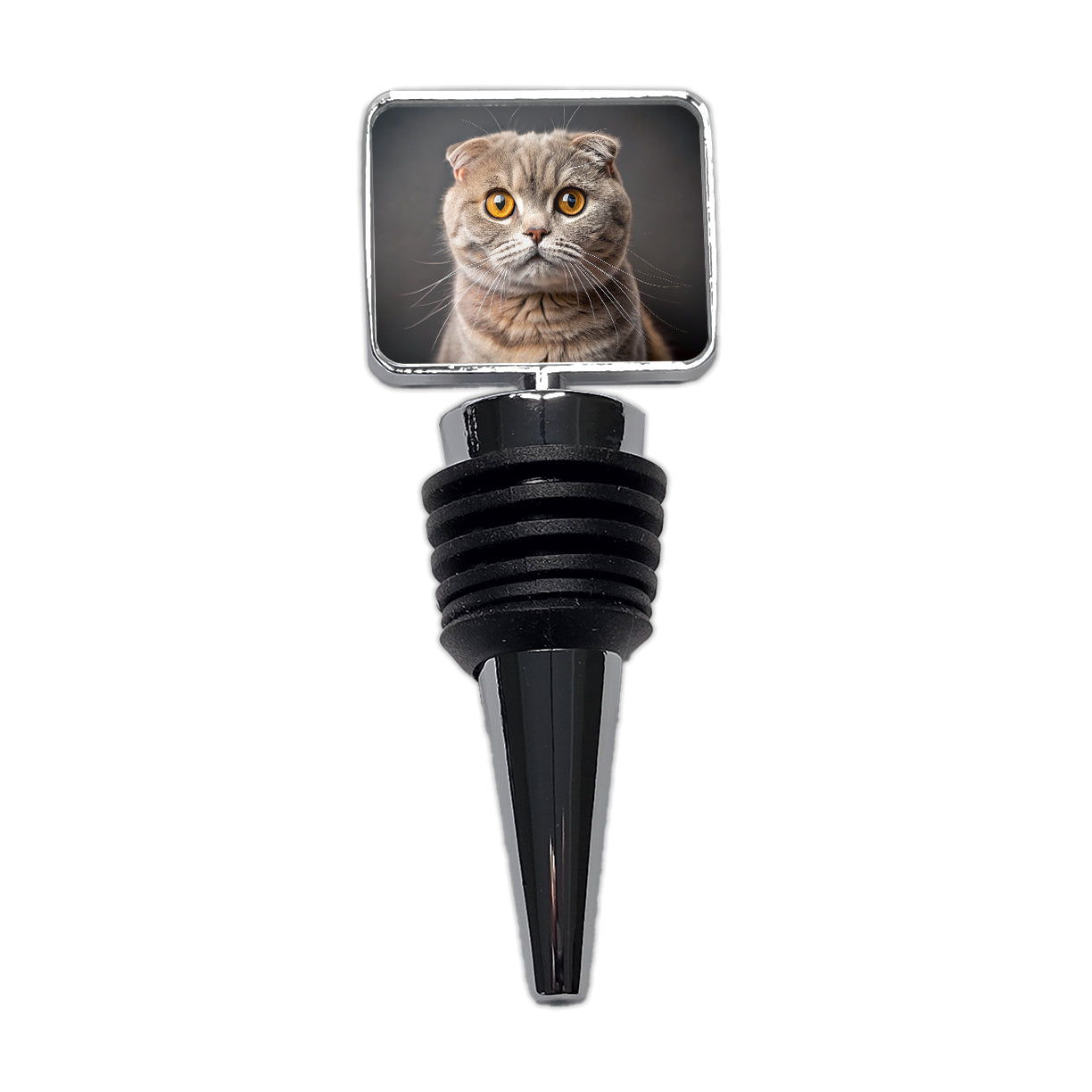 Scottish Fold Cat Photo Wine Bottle Stopper