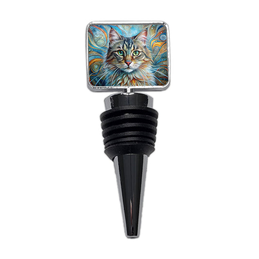 Siberian Cat Abstract Art Wine Bottle Stopper