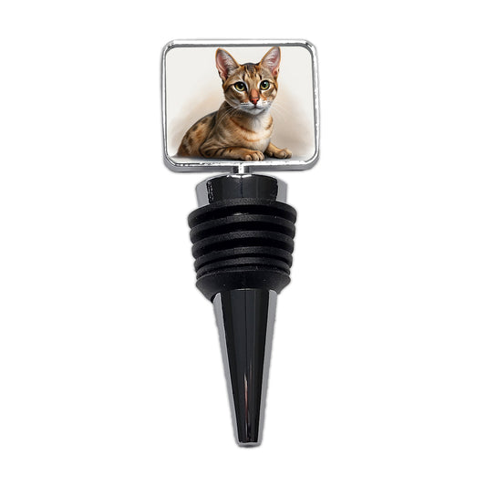Singapura Cat Illustration Wine Bottle Stopper