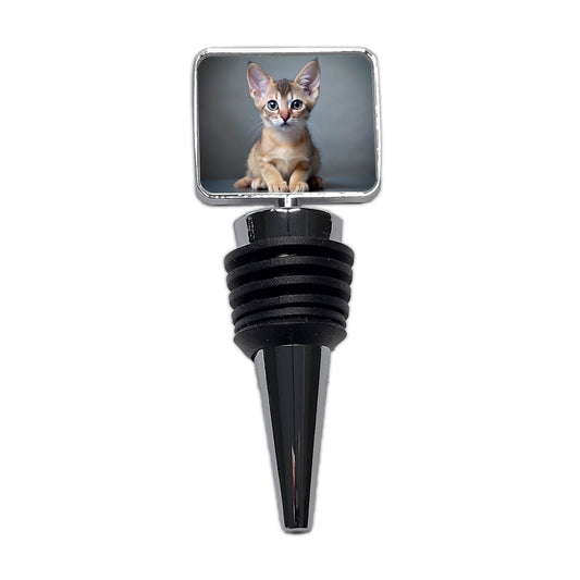 Singapura Cat Kitten Photo Wine Bottle Stopper