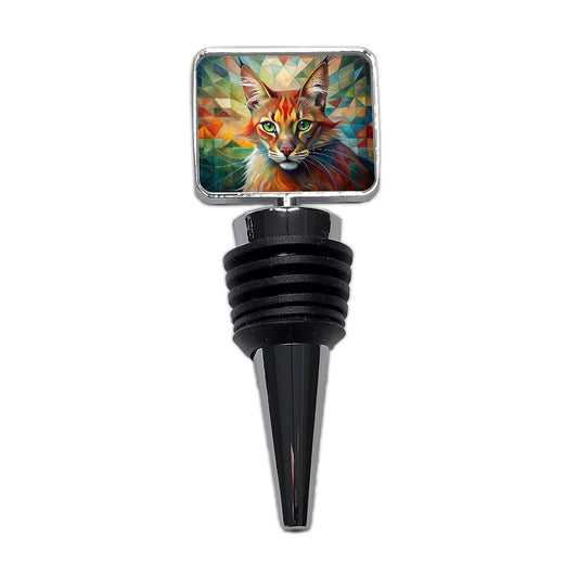 Somali Cat Abstract Art Wine Bottle Stopper