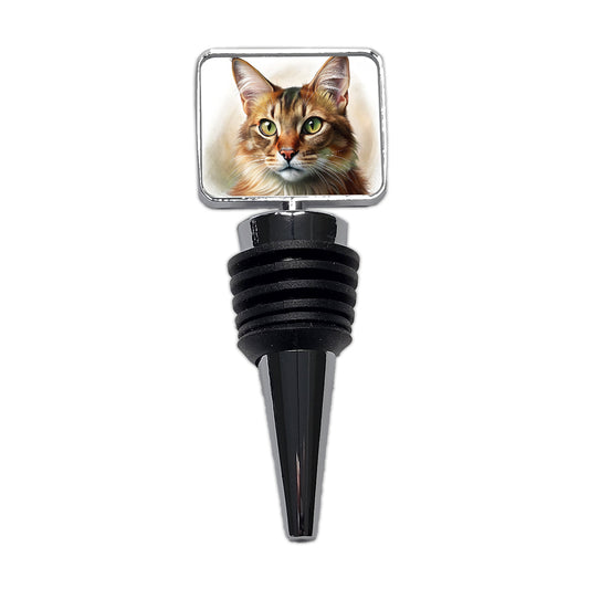 Somali Cat Illustration Wine Bottle Stopper