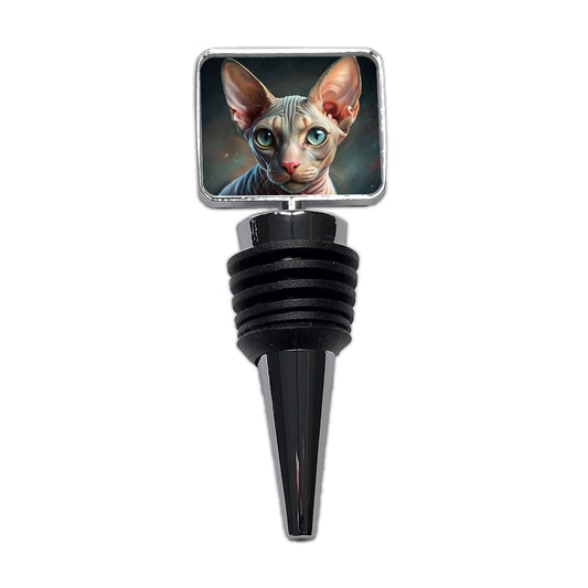 Sphynx Cat Illustration Wine Bottle Stopper
