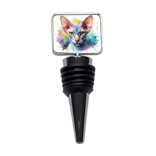 Sphynx Cat Watercolor Style Wine Bottle Stopper