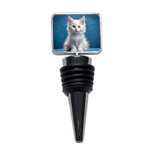 Turkish Angora Cat Kitten Photo Wine Bottle Stopper