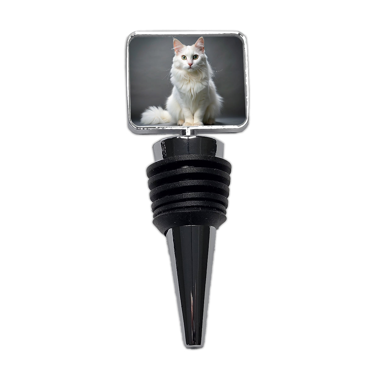 Turkish Angora Cat Photo Wine Bottle Stopper