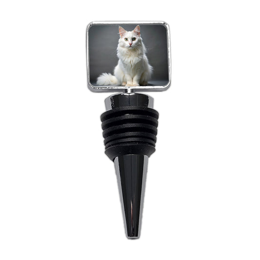 Turkish Angora Cat Photo Wine Bottle Stopper