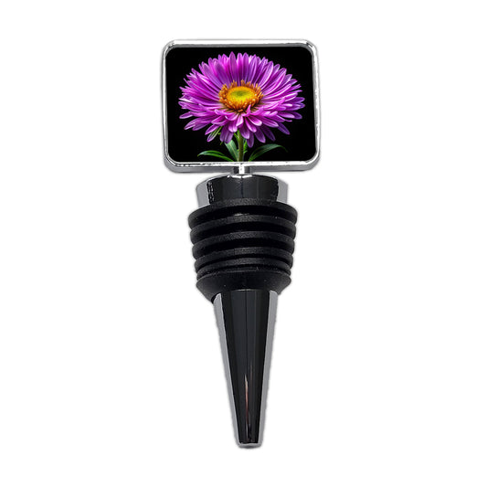 Aster Purple Flower Photo Wine Bottle Stopper