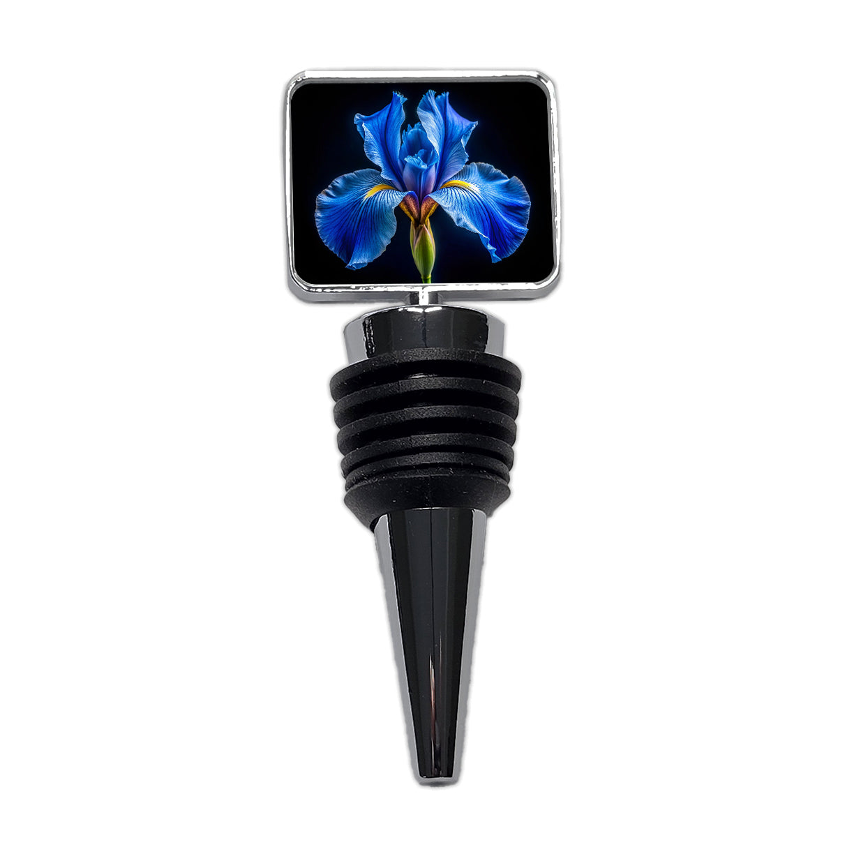 Blue Iris Flower Photo Wine Bottle Stopper