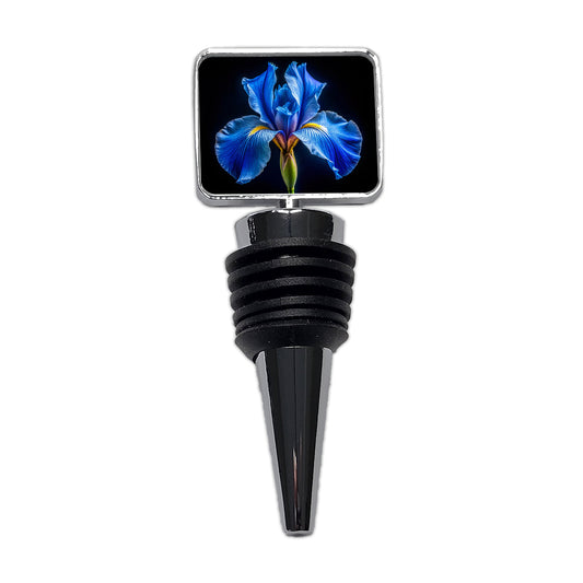Blue Iris Flower Photo Wine Bottle Stopper