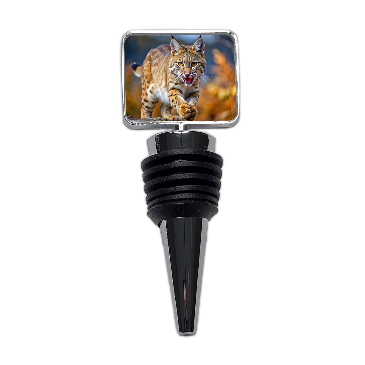 Bobcat Leaping To Catch Prey Wine Bottle Stopper