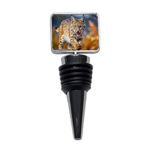 Bobcat Leaping To Catch Prey Wine Bottle Stopper