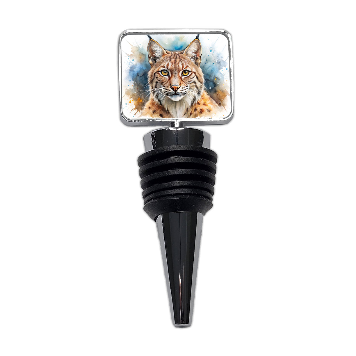 Bobcat Watercolor Design Wine Bottle Stopper