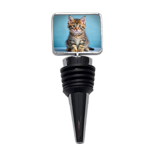Cute Tabby Kitten Cat Photo Wine Bottle Stopper