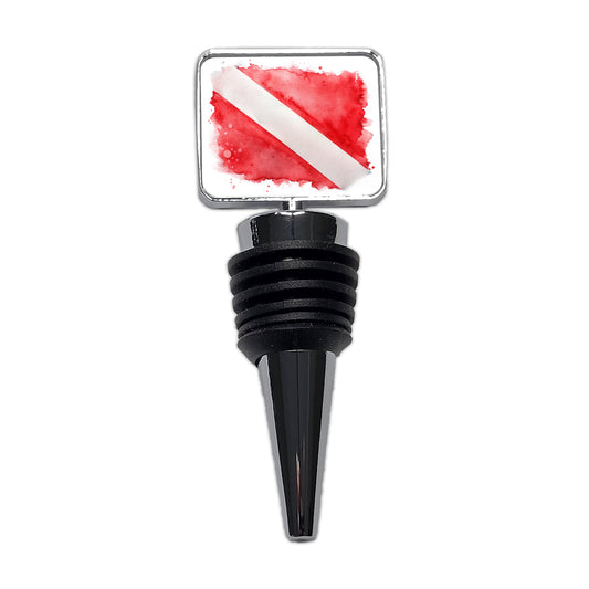 Diver Diving Dive Flag Watercolor Wine Bottle Stopper