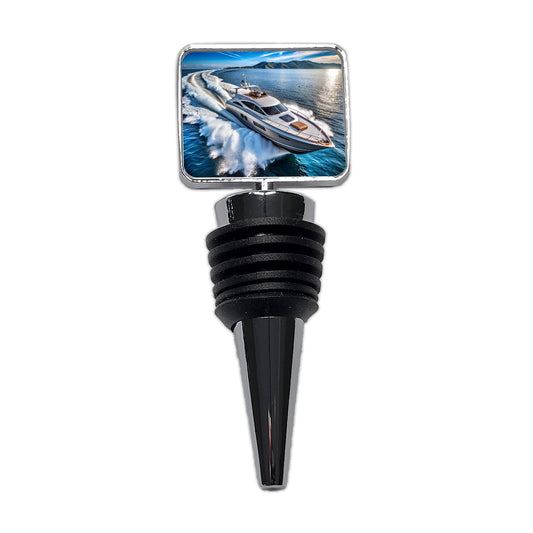 High-Performance Boat At Sea Wine Bottle Stopper